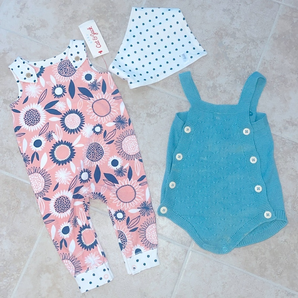 Cat & Jack Floral‎ Pink and Blue Baby Outfit Set 3-6M NWT